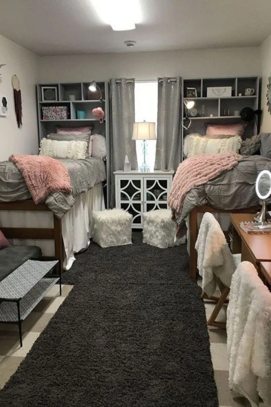  Moody Gray Dorm with Shag Runner
