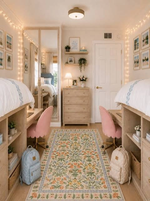 Floral Dorm Room with Scalloped Chairs