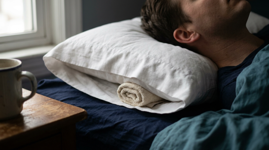 What is the pillow trick for neck pain?