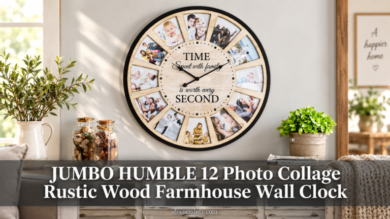 JUMBO HUMBLE 12 Photo Collage Rustic Wood Farmhouse Wall Clock