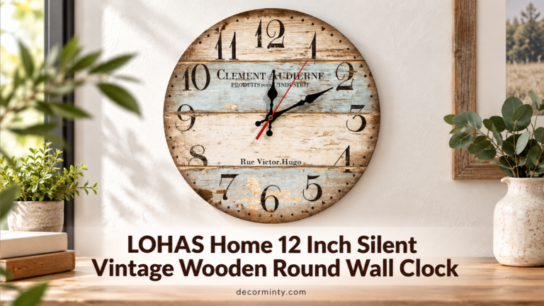 LOHAS Home 12 Inch Silent Vintage Wooden Round Wall Clock